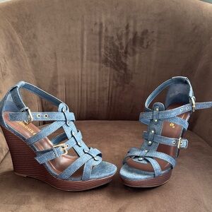 Dollhouse Denim Blue Wedge Sandals